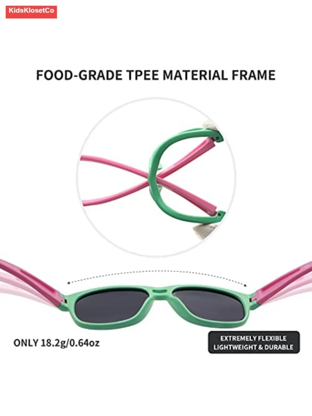 Kids Unbreakable TPEE Frame Polarized Sports Sunglasses with Adjustable Strap